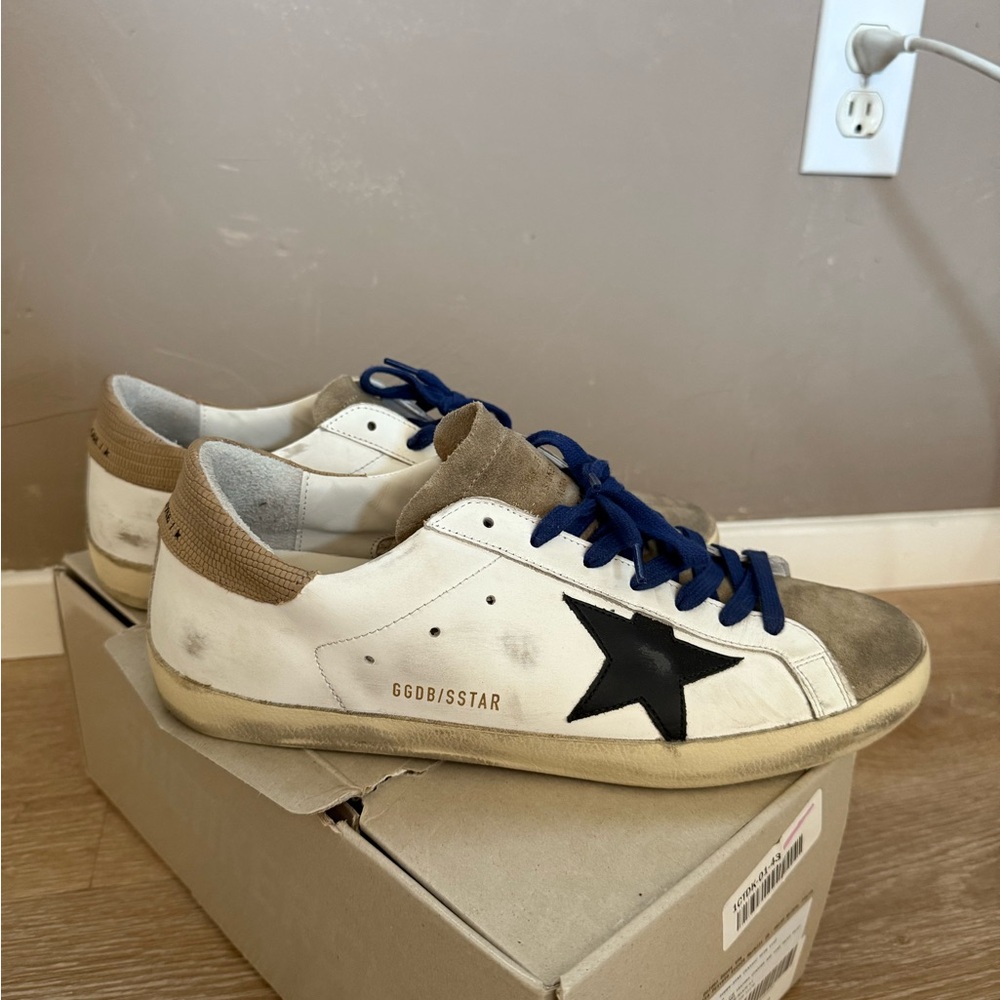 Golden Goose Men's White and Black Sneakers